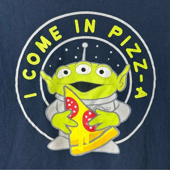Toy Story Navy Blue I Come in Pizza T-Shirt Size 2X - Runs Small - Picture 3 of 6